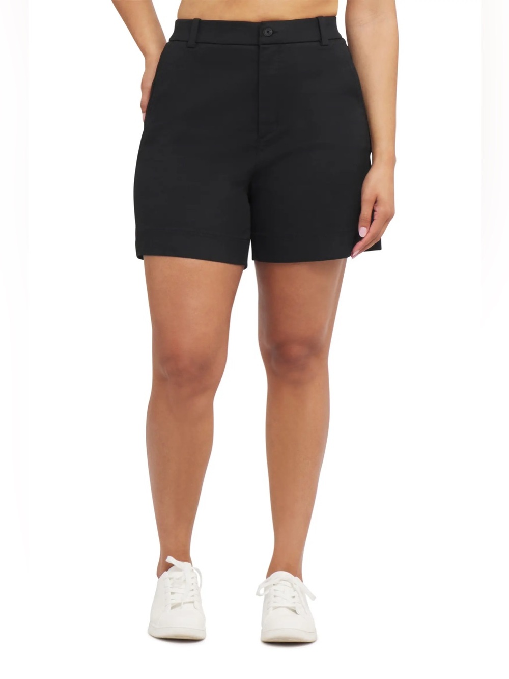 NWT SPANX Black Stretch Twill Shorts classic black Sz S